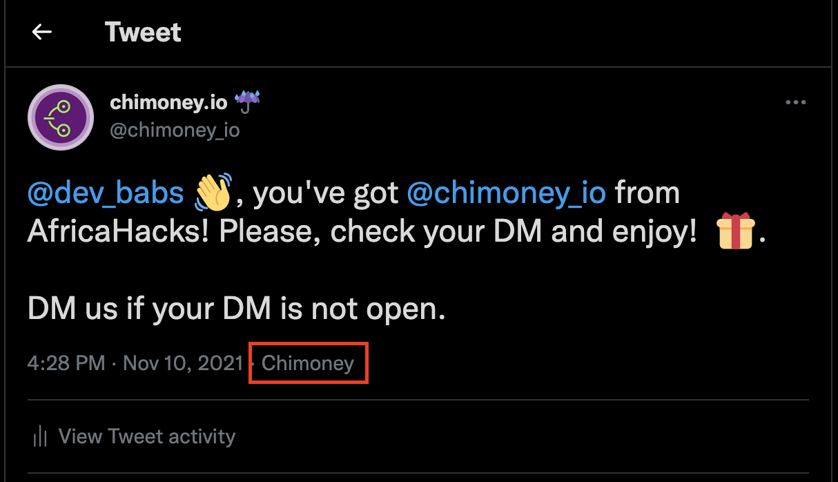 Send money via Twitter!